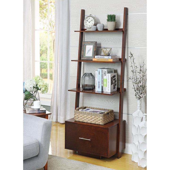 69'' H x 24.75'' W Solid Wood Ladder Bookcase Ebern Designs Color: Espresso