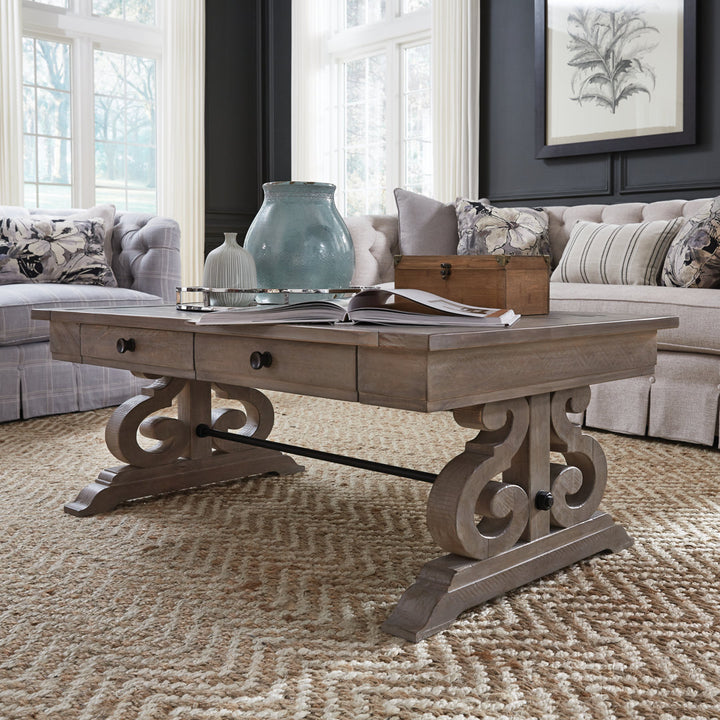 Ellenton Trestle Coffee Table with Storage Greyleigh™ Color: Dove Tail Gray