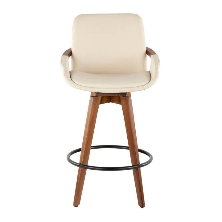 Whitacre Swivel Stool Wade Logan® Seat Height: Counter Stool (26" Seat Height), Upholstery: Cream Faux Leather