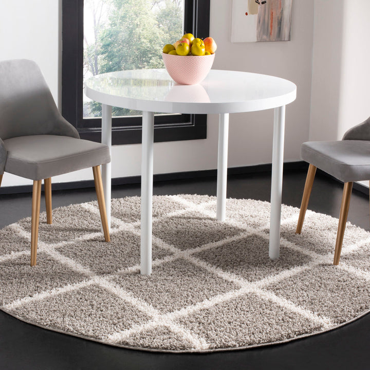 Darrol Performance Geometric Rug House of Hampton® Rug Size: Round 5'3" Pile Height: Ultra Plush 2"