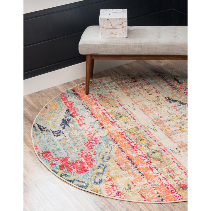 Galan Pink/Orange/Yellow Area Rug Mistana™ Rug Size: Round 9'