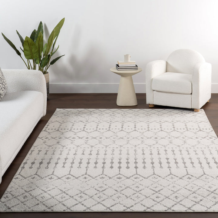 Giannini Geometric Moroccan Area Rug in Gray/ Off White Union Rustic Rug Size: Rectangle 9' x 12'