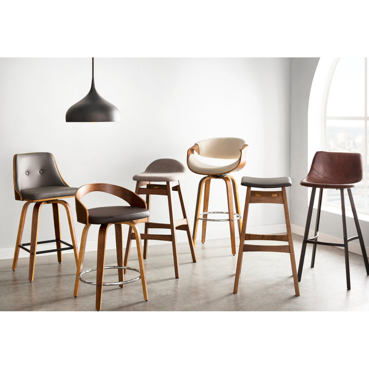 Kayenta 29" Bar Stool (Set of 2) 17 Stories Finish: Black, Upholstery: Snake Skin Brown