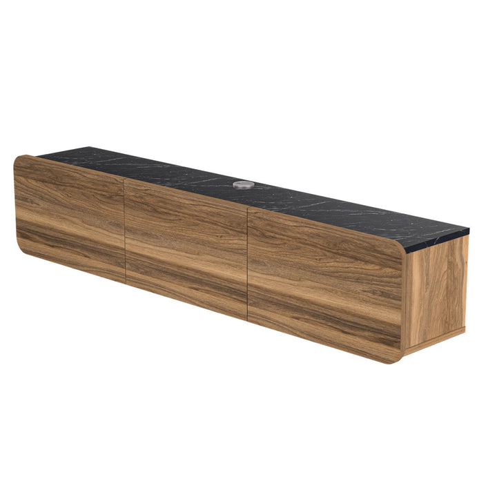Callysta Floating TV Stand Up to 78" TV's Wall Mounted Media Console Millwood Pines Color:  Black Marble Design/Brown Wood