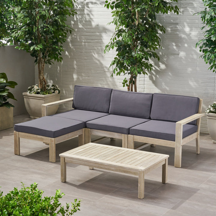Farlay 5 Piece Sectional Seating Group Latitude Run® Frame Color / Cushion Color: Light Gray Frame / Dark Gray Cushion