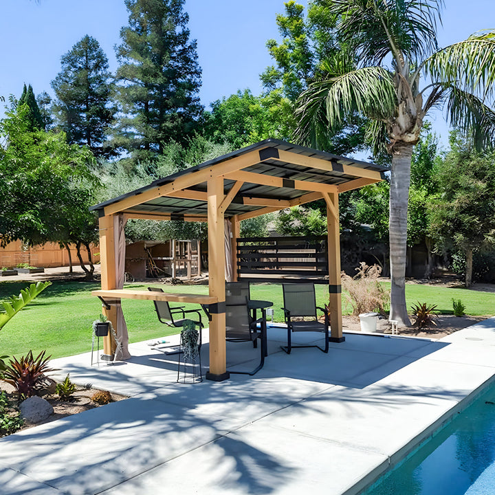 12' W x 10' D Solid Wood Patio Gazebo Joyside