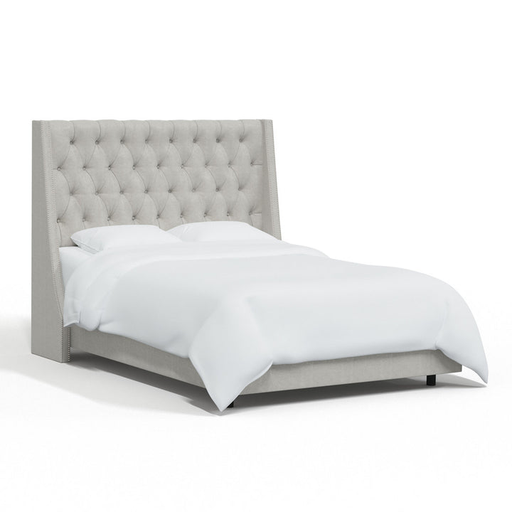 Annabel Upholstered Wingback Bed Kelly Clarkson Home Size: King Body Fabric: Mystere Dove Performance Velvet