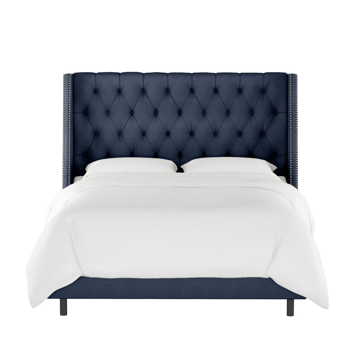 Annabel Upholstered Wingback Bed Kelly Clarkson Home Size: Twin Body Fabric: Mystere Eclipse Performance Velvet