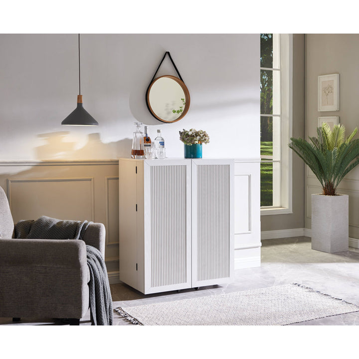 Yessine 31.5'' Bar Cabinet Ebern Designs Color: White