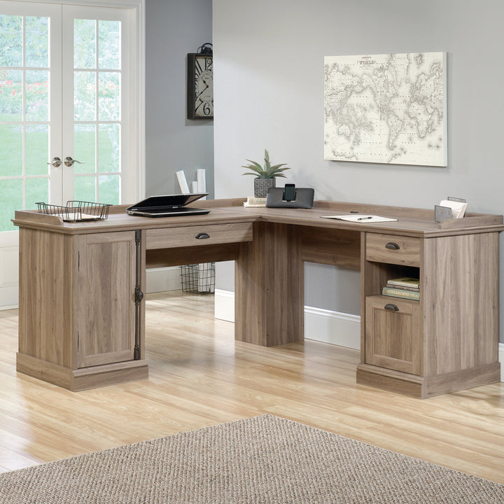 Evanjames L-Shaped Executive Desk Gracie Oaks Color: Salt Oak