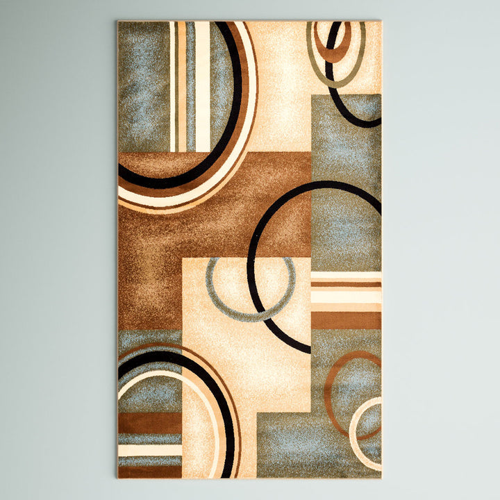Abbie Arcs & Shapes Light Blue Modern Rug Winston Porter Rug Size: Rectangle 5'3" x 7'3"