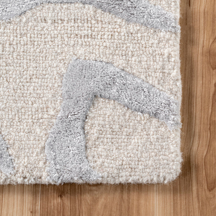 Fathima Animal Print Hand Tufted Wool Gray Area Rug Mercer41 Rug Size: Rectangle 7'6" x 9'6"