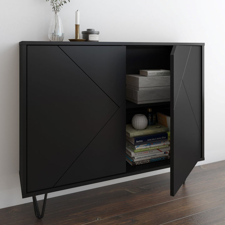 Azerion 2 - Door Accent Cabinet Wade Logan® Color: Black