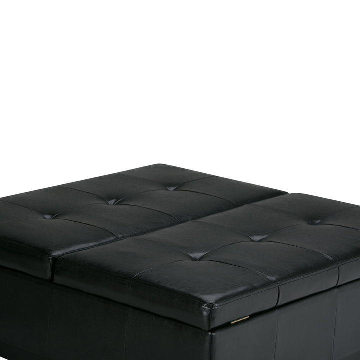 Dover Square Coffee Table Storage Ottoman,Assembled Simpli Home Fabric: Midnight Black