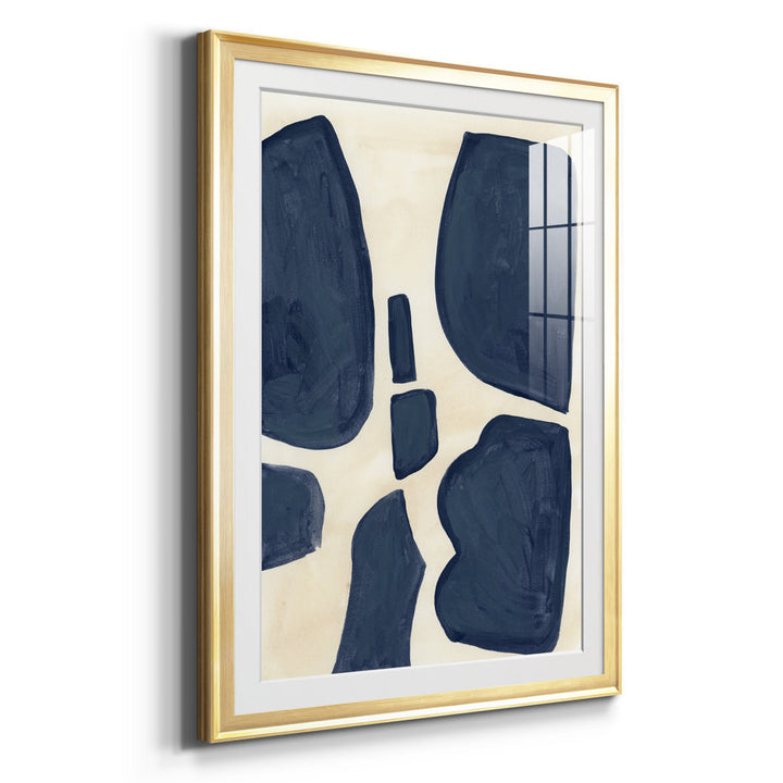 Blue Pieces II - Picture Frame Print Orren Ellis Size: 42.5" H x 30.5" W x 1" D Format: Gold