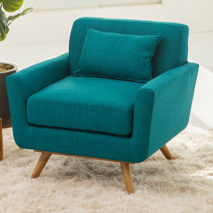 Norton St Philip 34" Wide Tufted Polyester Armchair Mercury Row® Fabric: Teal Blue
