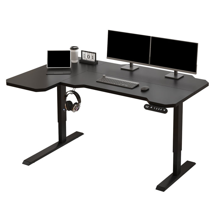 Daycia Height Adjustable L-Shape Standing Desk Inbox Zero Finish: Black