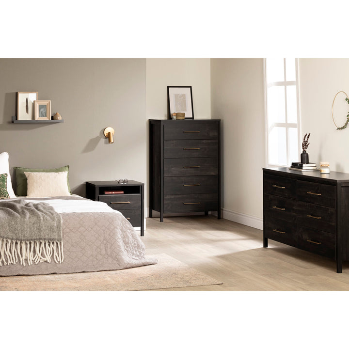 Gravity 2 - Drawer Nightstand South Shore Color: Rubbed Black