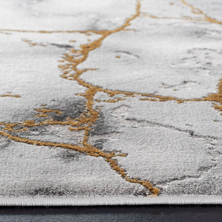 Swindle Abstract Grey/Gold Area Rug Wade Logan® Rug Size: Round 12'