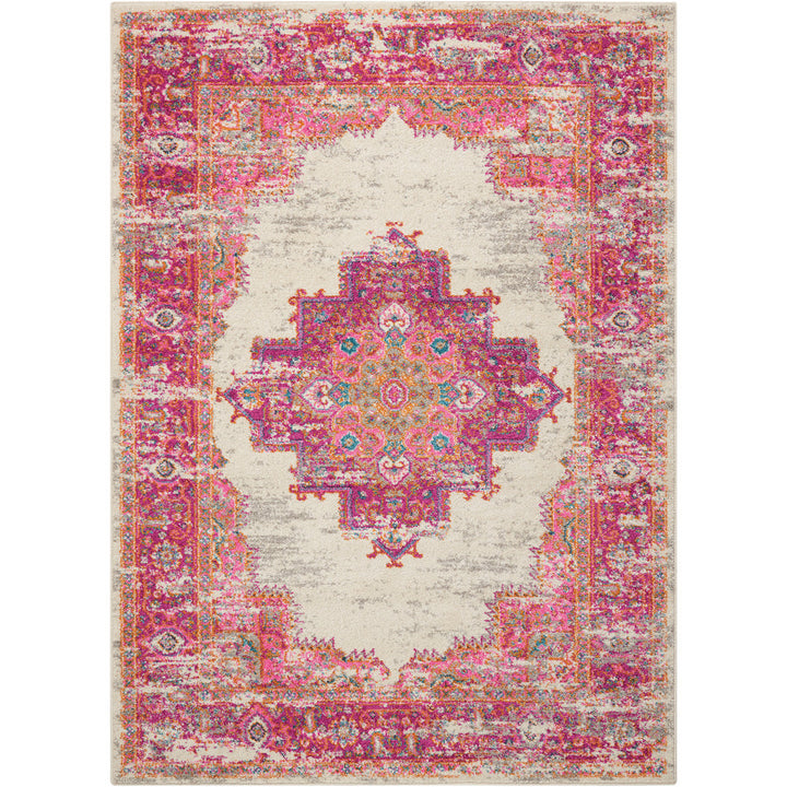 Abbate Oriental Ivory/Pink Indoor Area Rug Mercury Row® Rug Size: Rectangle 5'3" x 7'3"