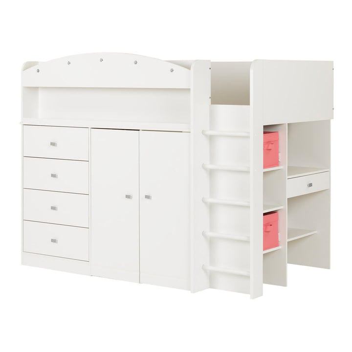 Tiara Twin 4 Drawer Loft Bed with Built-in-Desk by South Shore South Shore