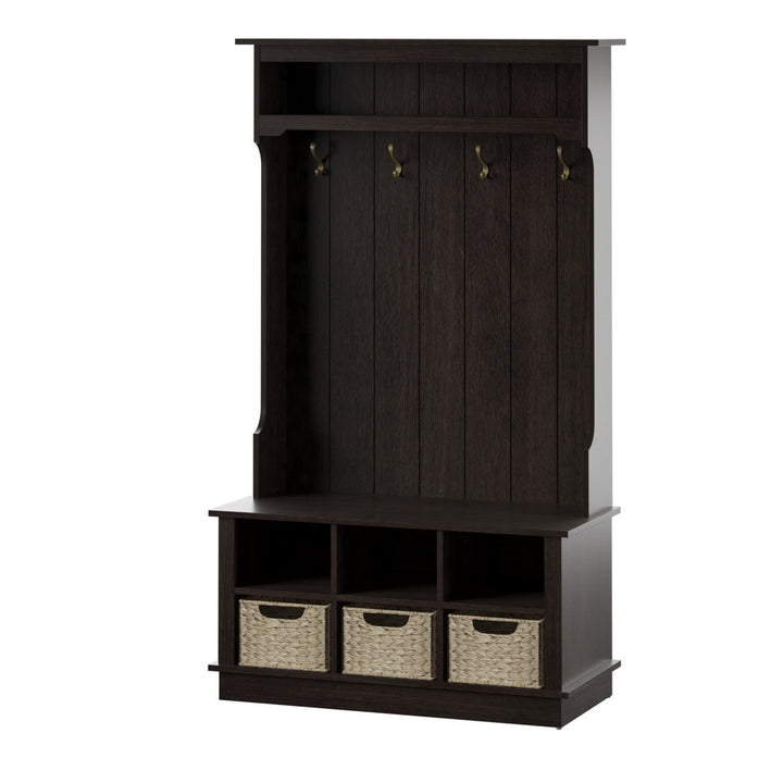 Bridget Hall Tree with Open Storage Sand & Stable™ Color: Midnight Cherry
