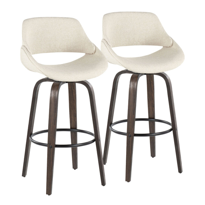 Lakyia Upholstered Bar & Counter Stool with Round Footrest George Oliver Upholstery: Cream, Seat Height: Bar Stool (30" Seat Height)