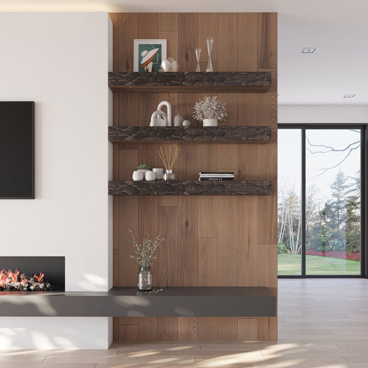 Rough Hewn Fireplace Shelf Mantel Dogberry Collections Depth: 6.25", Finish: Dark Chocolate, Shelf Length: 48"