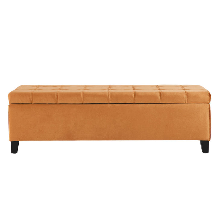 Idalynn 50.75" Wide Tufted Rectangle Storage Ottoman Lark Manor™ Body Fabric: Apricot Velvet