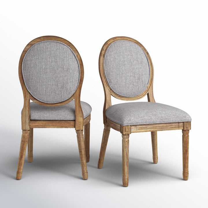 Libretto Linen Upholstered Side Chair (Set of 2) Kelly Clarkson Home Color: Gray Linen, Leg Color: Natural