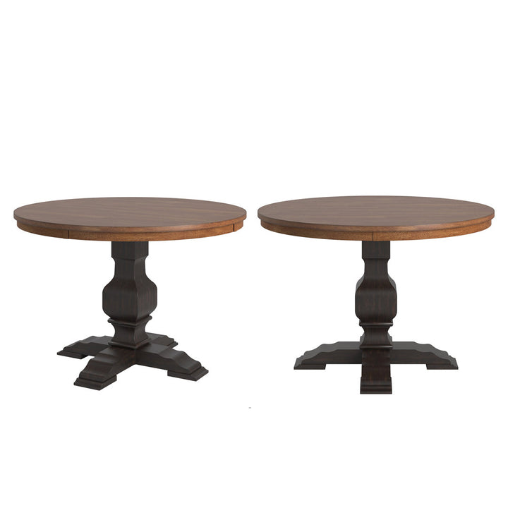 Fortville Rubberwood Solid Wood Pedestal Dining Table Three Posts™ Base Color: Antique Black