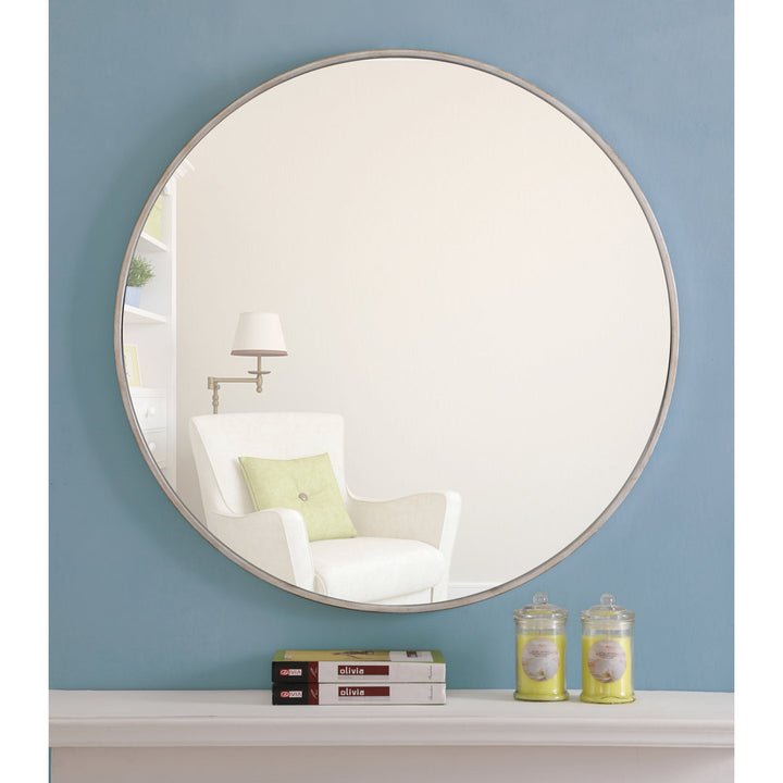 Sabine Metal Round Wall Mirror RE/FINE™ Size: 36" x 36" Finish: Silver