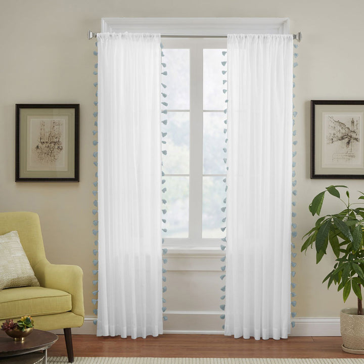 Brackett 100% Cotton Solid Semi-Sheer Rod Pocket Single Curtain Panel Dakota Fields Curtain Color: Blue