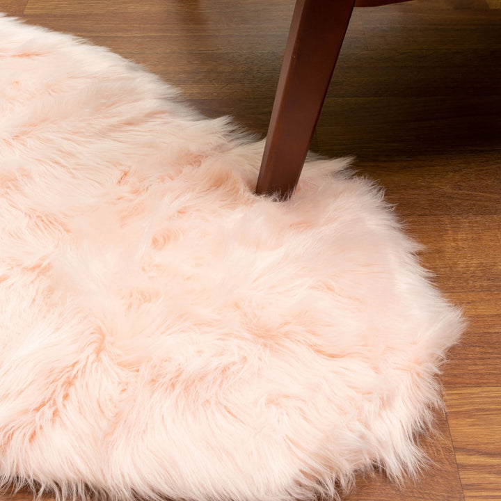 Diller Soft Pink Faux Sheepskin Fur Machine Washable Shag Fluffy Area Rug Willa Arlo™ Interiors Rug Size: Novelty 2' x 4'