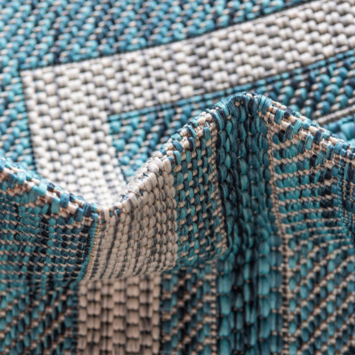 Sevil Teal/Beige/Gray Indoor / Outdoor Rug Breakwater Bay Rug Size: Square 5'