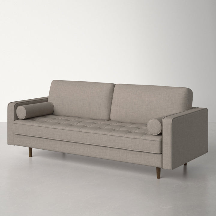 Geo 84" Upholstered Sofa AllModern Fabric: Grey Fabric