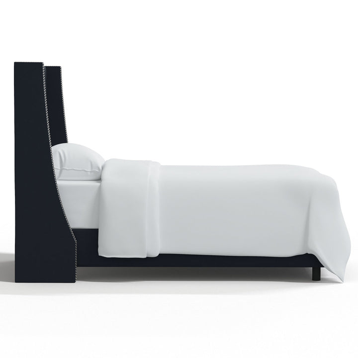 Annabel Upholstered Wingback Bed Kelly Clarkson Home Size: Twin Body Fabric: Mystere Eclipse Performance Velvet