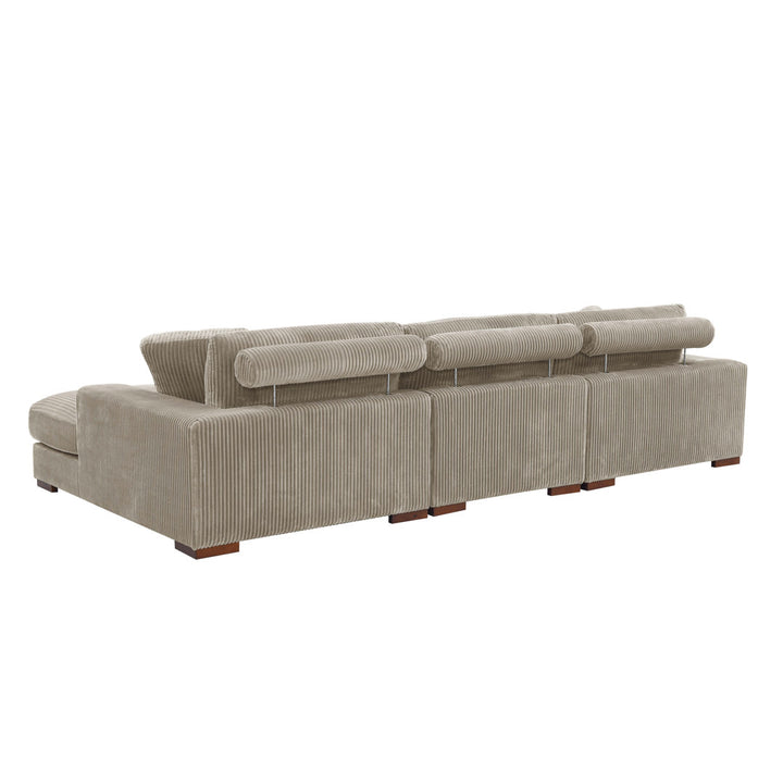 Cabbar 3-Piece Upholstered Sectional Wade Logan® Body Fabric: Camel Corduroy