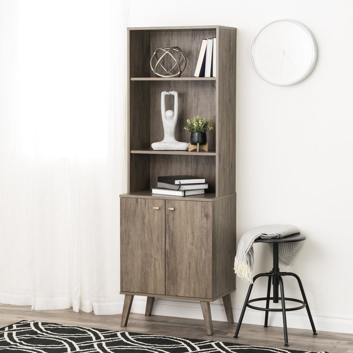 Guthmar Mid-Century Modern Tall Bookcase With Adjustable Shelves George Oliver Color: Drifted Gray