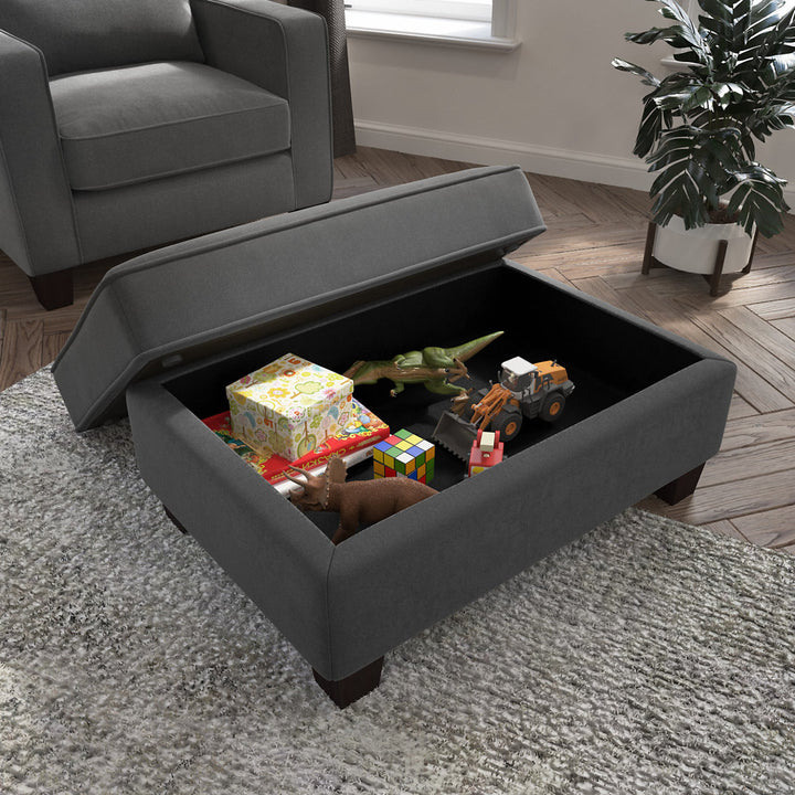Alitza 34.49'' Wide Rectangle Storage Ottoman Wade Logan® Body Fabric: Charcoal Gray