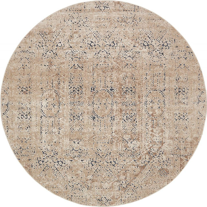 Arleaner Oriental Area Rug in Beige Lark Manor™ Rug Size: Round 8'