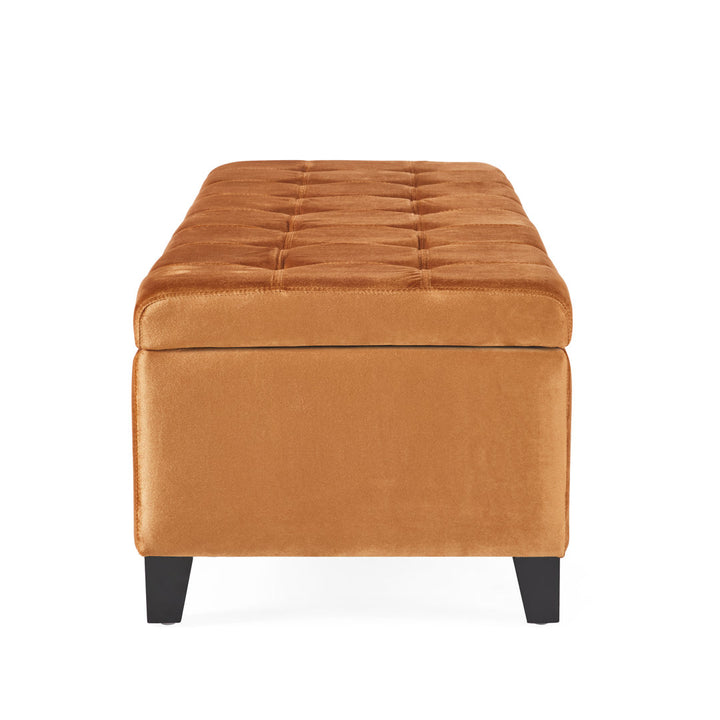 Idalynn 50.75" Wide Tufted Rectangle Storage Ottoman Lark Manor™ Body Fabric: Apricot Velvet