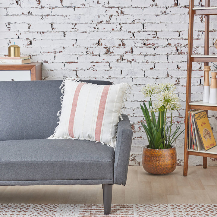 Nathan Striped Woven Square Throw Pillow C&F Home Color: Rust