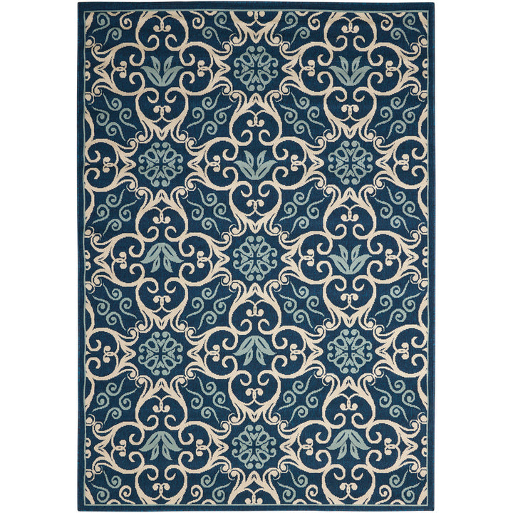 Adelene Floral Navy Blue Indoor / Outdoor Area Rug Birch Lane™ Rug Size: Rectangle 5'3" x 7'5"