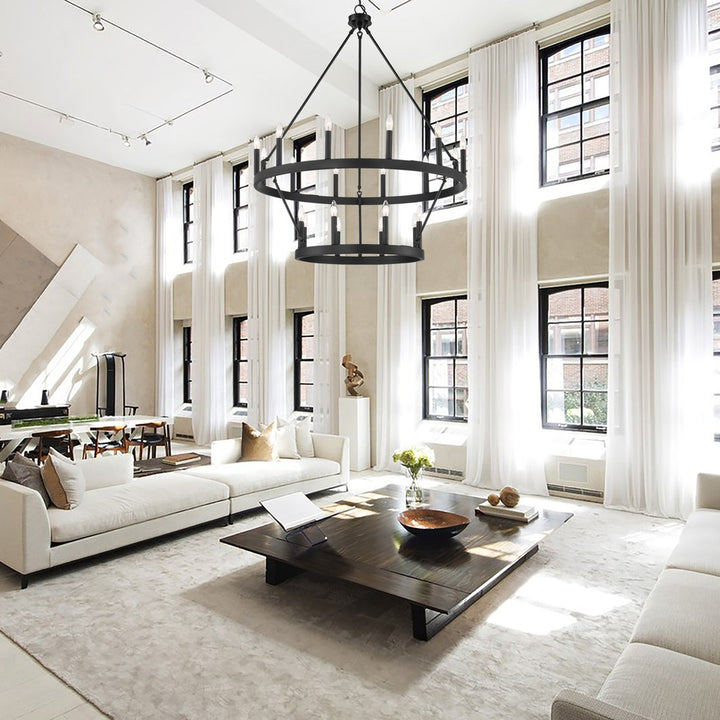 Avalee 20 - Light Steel Dimmable Wagon Wheel Chandelier Lark Manor™ Finish: Aged Zinc