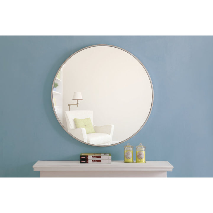 Sabine Metal Round Wall Mirror RE/FINE™ Size: 42" x 42" Finish: Silver