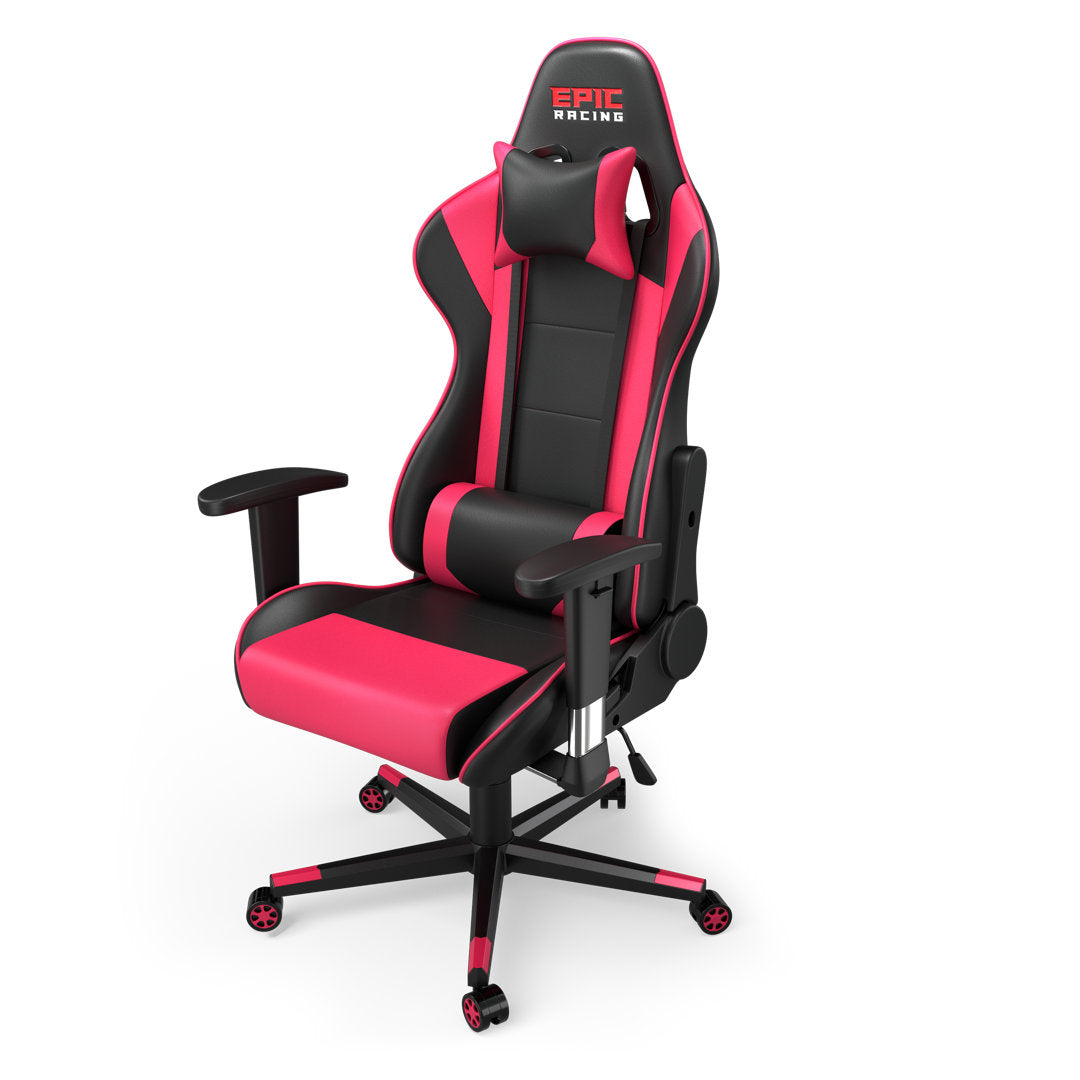 Adjustable Reclining Ergonomic Faux Leather Swiveling PC & Racing Game Chair Epic Racing Color: Fuchsia