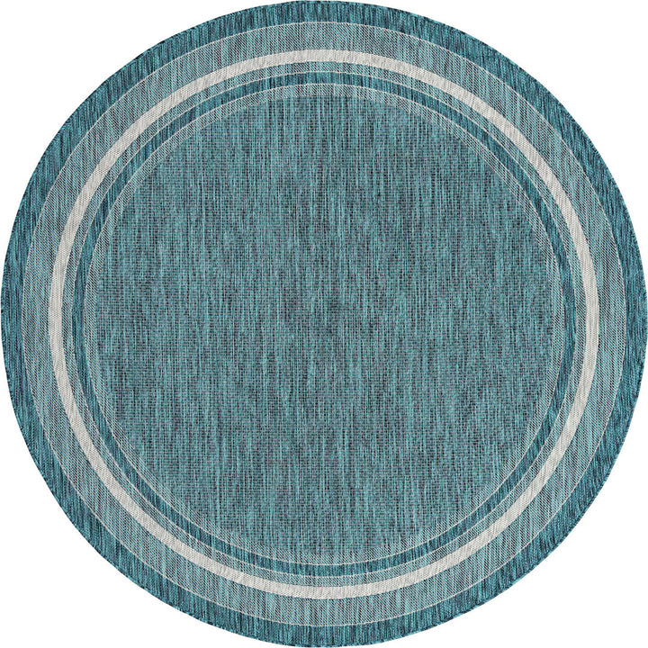 Sevil Teal/Beige/Gray Indoor / Outdoor Rug Breakwater Bay Rug Size: Round 7'10"