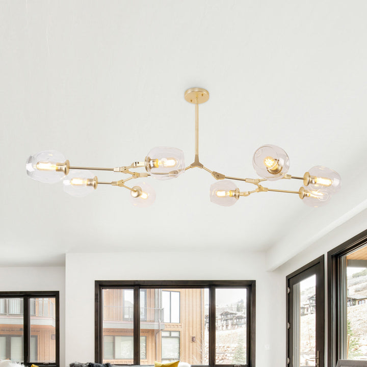 Pendent 8 - Light Sputnik Modern Linear Chandelier George Oliver Shade Color: Transparent Finish: Gold