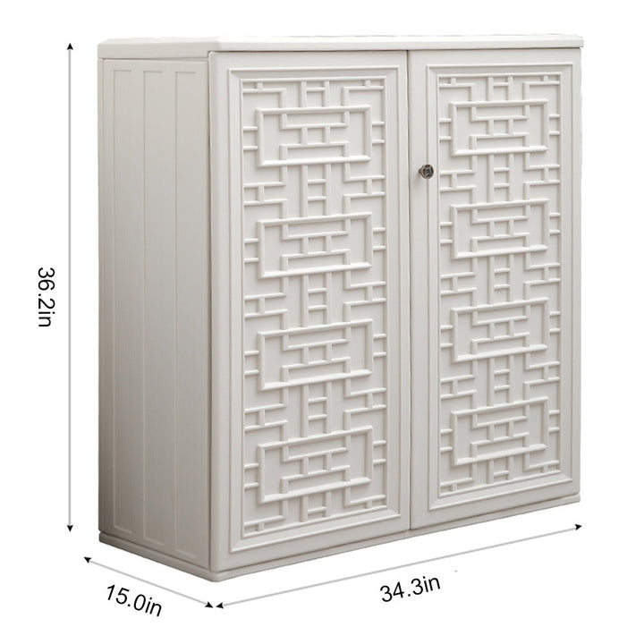 Storage Cabinet with Doors and Shelves, 60 Gallon Indoor & Outdoor Deck Box KINYING